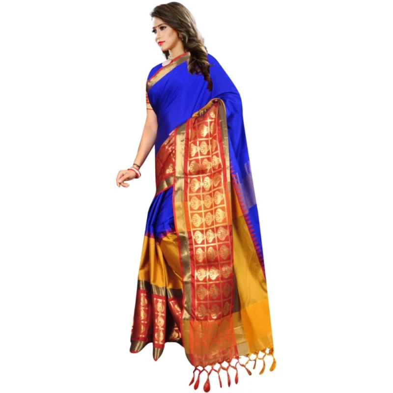 53926093246_5320ab5fa6_o_d-1000x1000-1.webp Generic Women's Jacquard Woven Saree With Unstitched Blouse 5.5Mtr (Blue)