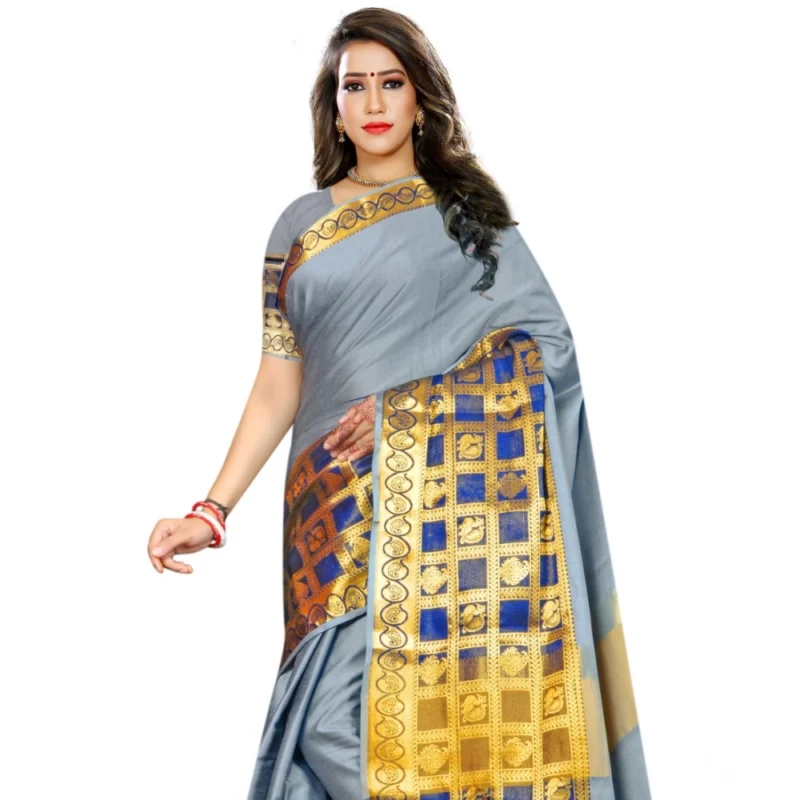 53926093356_bacf936c64_o_d-1000x1000-1.webp Generic Women's Jacquard Woven Saree With Unstitched Blouse 5.5Mtr (Light Blue)
