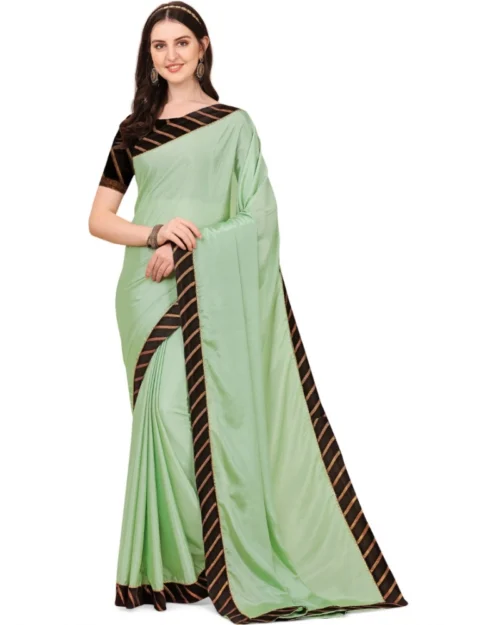 Generic Women's Chiffon Self Design Saree With Unstitched Blouse 5.5Mtr (Light Green)