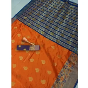 53926097096_2676f7af96_o_d-1000x1000-1.webp Generic Women's Silk Blend Woven Saree With Unstitched Blouse 5.5Mtr (Orange)