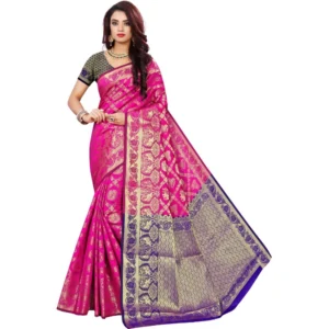 53926098731_f2b3217435_o_d-1000x1000-1.webp Generic Women's Jacquard Woven Saree With Unstitched Blouse 5.5Mtr (Pink)