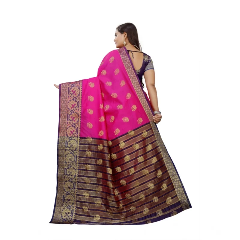 53926100621_6be766e88e_o_d-1000x1000-1.webp Generic Women's Silk Blend Woven Saree With Unstitched Blouse 5.5Mtr (Pink-Beige)