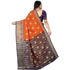 53926103661_9a6263a358_o_d-1000x1000-1.webp Generic Women's Silk Blend Woven Saree With Unstitched Blouse 5.5Mtr (Blue-Orange)