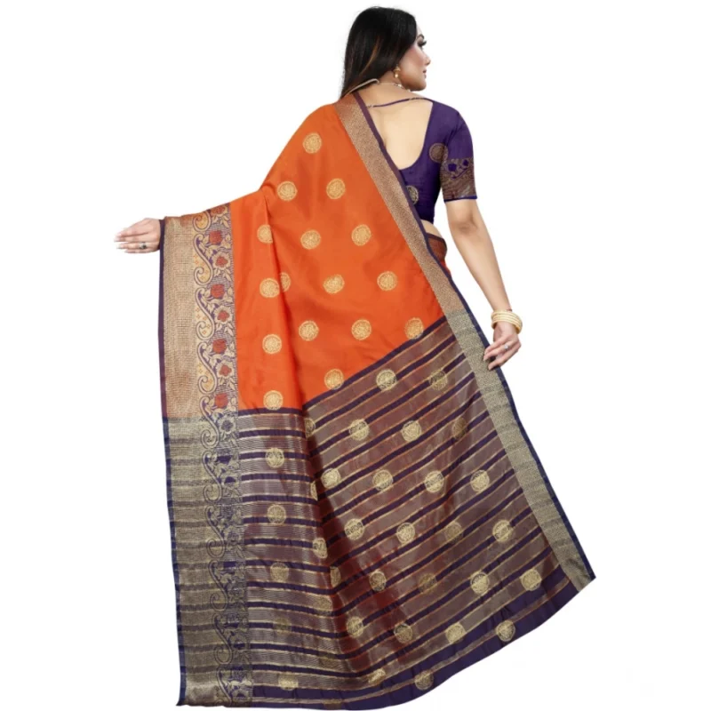 53926103661_9a6263a358_o_d-1000x1000-1.webp Generic Women's Silk Blend Woven Saree With Unstitched Blouse 5.5Mtr (Blue-Orange)