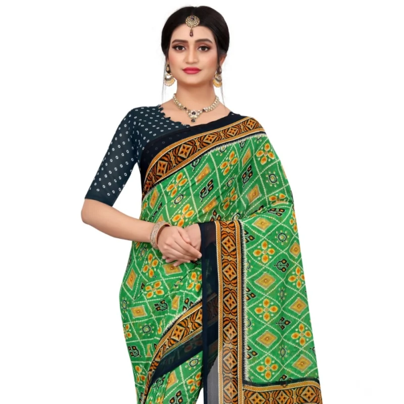 53926107966_c765151bc6_o_d-1000x1000-1.webp Generic Women's Georgette Floral Print Saree With Unstitched Blouse 5.5Mtr (Light Green)
