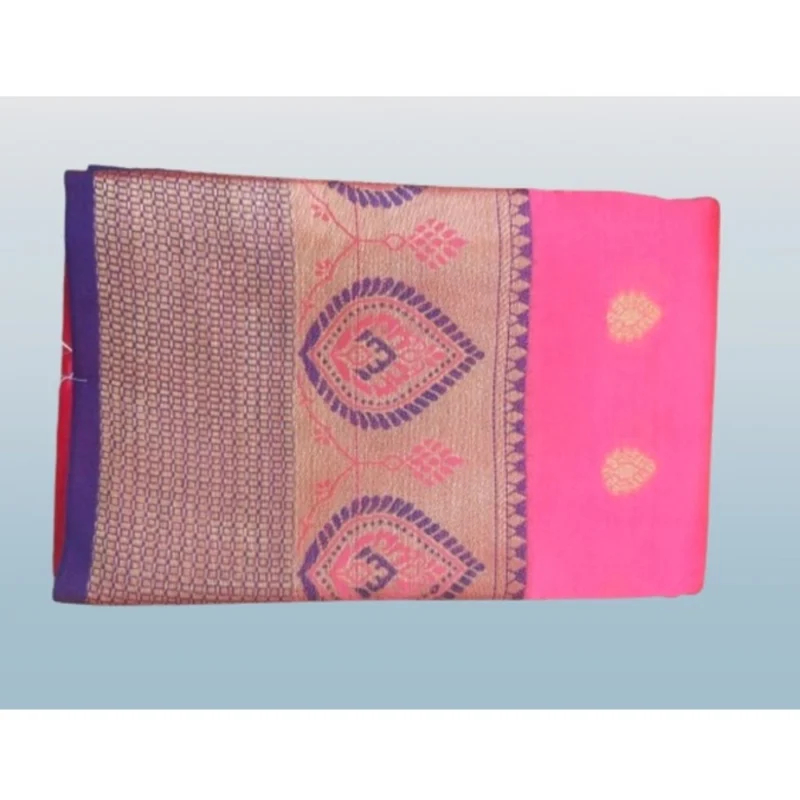 53926111116_0d917019e1_o_d-1000x1000-1.webp Generic Women's Silk Blend Woven Saree With Unstitched Blouse 5.5Mtr (Pink)
