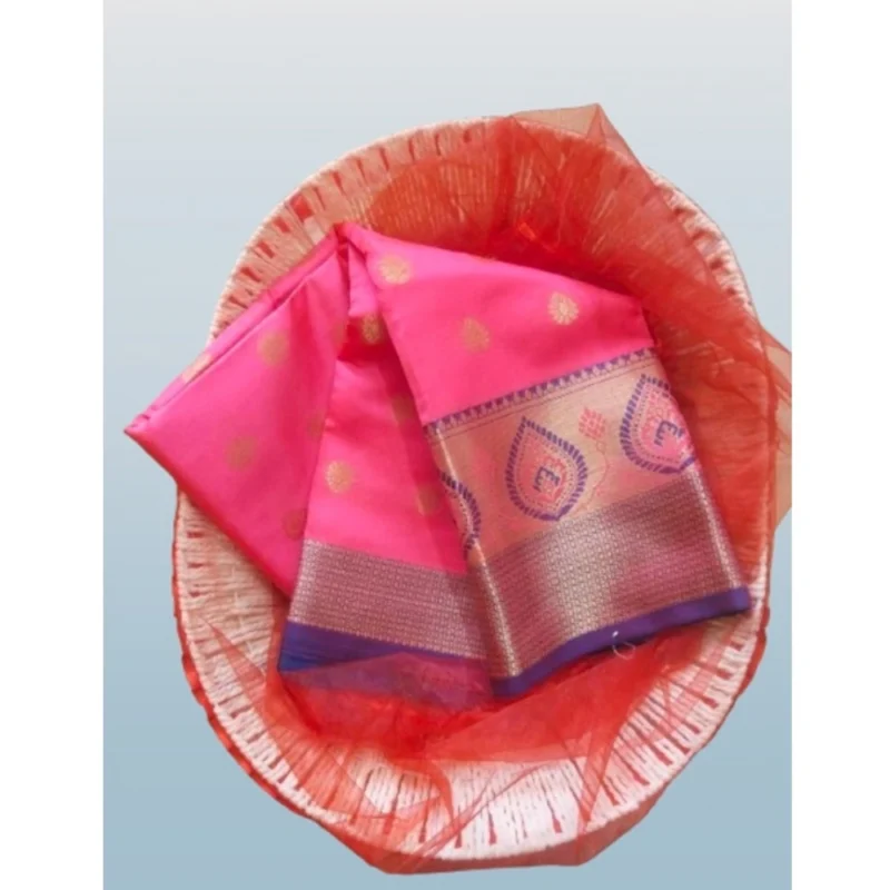 53926111136_e016754ee2_o_d-1000x1000-1.webp Generic Women's Silk Blend Woven Saree With Unstitched Blouse 5.5Mtr (Pink)