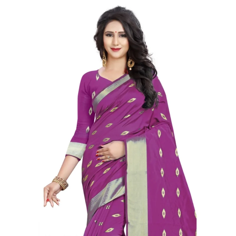 53926341073_36e2ef3740_o_d-1000x1000-1.webp Generic Women's Silk Blend Woven Saree With Unstitched Blouse 5.5Mtr (Pink)