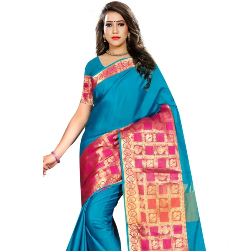 53926341288_f04b80273f_o_d-1000x1000-1.webp Generic Women's Jacquard Woven Saree With Unstitched Blouse 5.5Mtr (Multicolor)