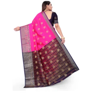 53926344778_c9139796c7_o_d-1000x1000-1.webp Generic Women's Silk Blend Woven Saree With Unstitched Blouse 5.5Mtr (Pink)