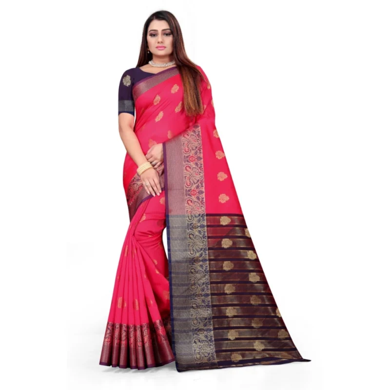 53926344868_e0ccf62e27_o_d-1000x1000-1.webp Generic Women's Silk Blend Woven Saree With Unstitched Blouse 5.5Mtr (Multicolor)