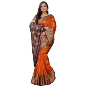 53926348363_9c054d555b_o_d-1000x1000-1.webp Generic Women's Silk Blend Woven Saree With Unstitched Blouse 5.5Mtr (Gold-Orange)