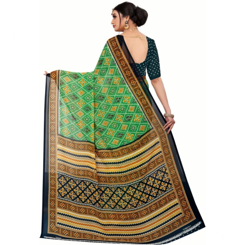 53926356033_eb2d5ff7f3_o_d-1000x1000-1.webp Generic Women's Georgette Floral Print Saree With Unstitched Blouse 5.5Mtr (Light Green)