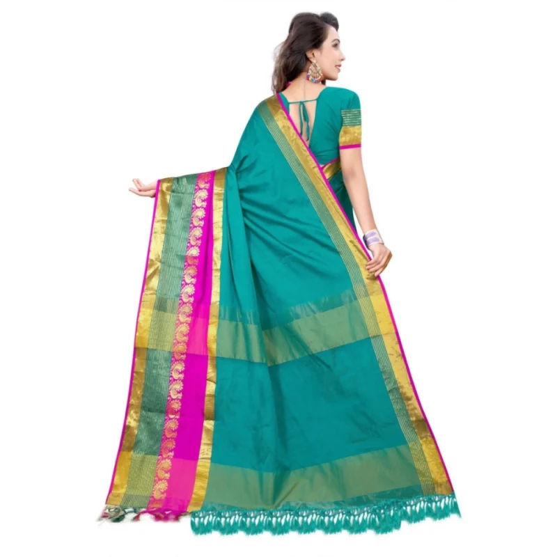 53926442219_ed2d39c922_o_d-1000x1000-1.webp Generic Women's Jacquard Woven Saree With Unstitched Blouse 5.5Mtr (Dark Green)
