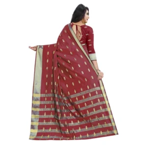 53926447009_f8fb63c60e_o_d-1000x1000-1.webp Generic Women's Silk Blend Woven Saree With Unstitched Blouse 5.5Mtr (Red)