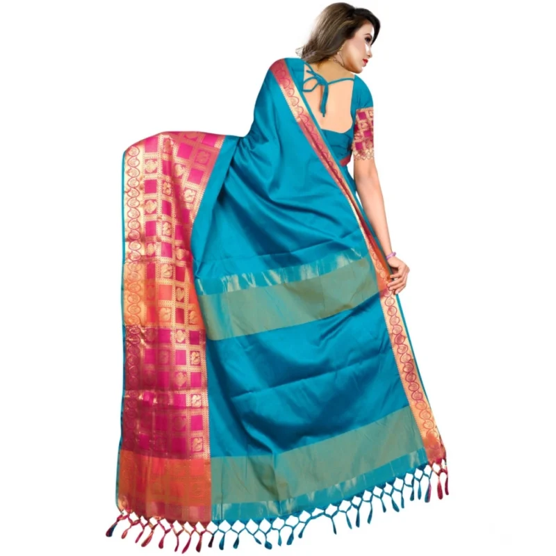 53926447259_e0e404b7dc_o_d-1000x1000-1.webp Generic Women's Jacquard Woven Saree With Unstitched Blouse 5.5Mtr (Multicolor)