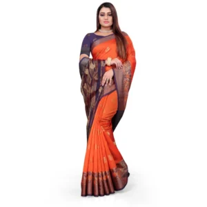 53926450674_763d386c1b_o_d-1000x1000-1.webp Generic Women's Silk Blend Woven Saree With Unstitched Blouse 5.5Mtr (Orange)