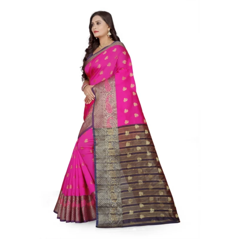 53926450774_48f67e3326_o_d-1000x1000-1.webp Generic Women's Jacquard Woven Saree With Unstitched Blouse 5.5Mtr (Pink)