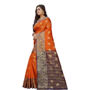 53926454484_6c8eddabd9_o_d-1000x1000-1.webp Generic Women's Silk Blend Woven Saree With Unstitched Blouse 5.5Mtr (Gold-Orange)
