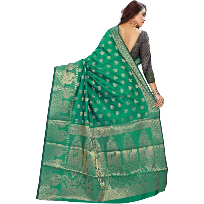 53926462369_a49fa35bf3_o_d-1000x1000-1.webp Generic Women's Jacquard Woven Saree With Unstitched Blouse 5.5Mtr (Green)