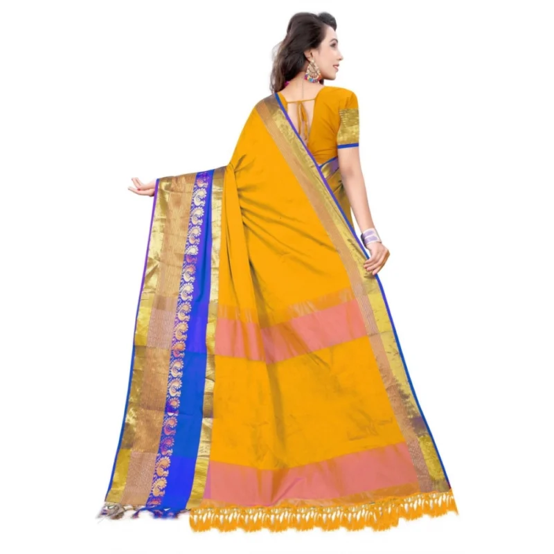 53926540615_94bdfdb382_o_d-1000x1000-1.webp Generic Women's Jacquard Woven Saree With Unstitched Blouse 5.5Mtr (Yellow)