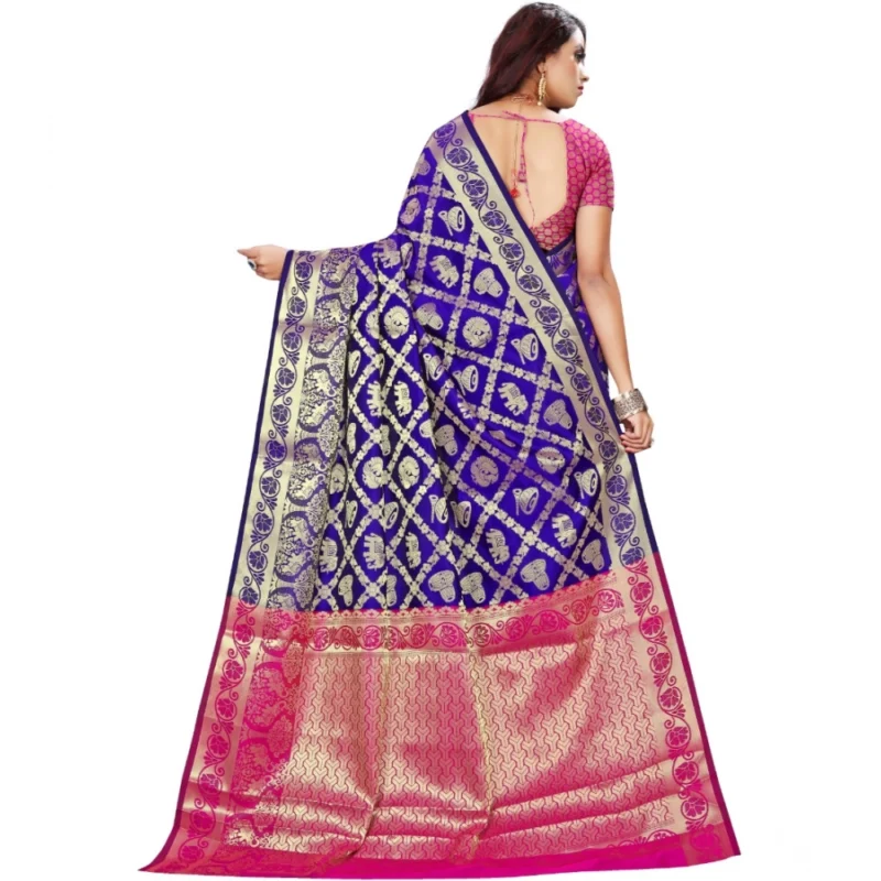 53926550840_73231b4957_o_d-1000x1000-1.webp Generic Women's Jacquard Woven Saree With Unstitched Blouse 5.5Mtr (Blue)