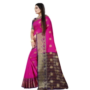 53926555560_661c40872a_o_d-1000x1000-1.webp Generic Women's Silk Blend Woven Saree With Unstitched Blouse 5.5Mtr (Blue-Pink)