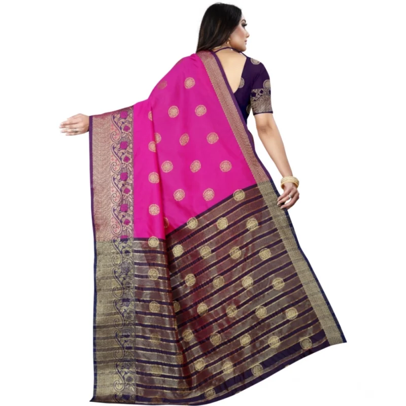 53926555600_3bec3a1bd0_o_d-1000x1000-1.webp Generic Women's Silk Blend Woven Saree With Unstitched Blouse 5.5Mtr (Blue-Pink)