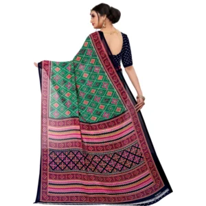 Generic Women's Georgette Floral Print Saree With Unstitched Blouse 5.5Mtr (Green)
