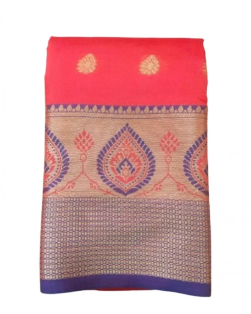 Generic Women's Silk Blend Woven Saree With Unstitched Blouse 5.5Mtr (Red)