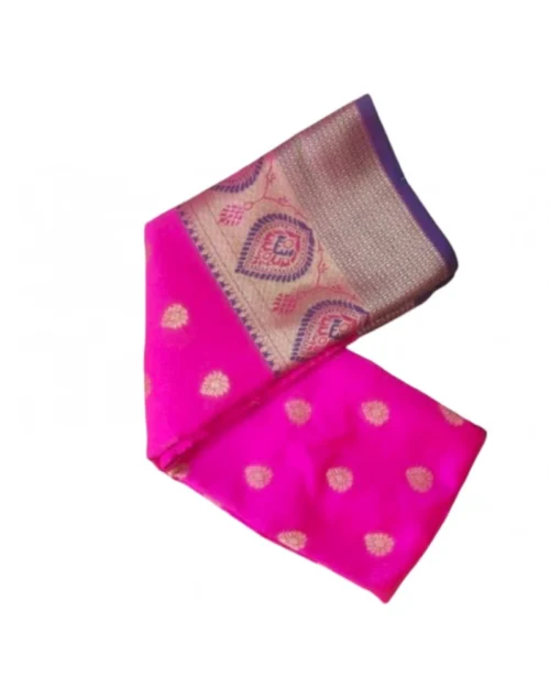 Generic Women's Silk Blend Woven Saree With Unstitched Blouse 5.5Mtr (Pink)