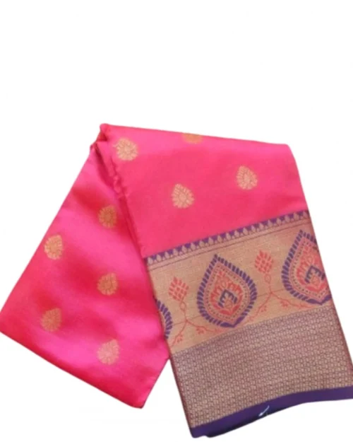 Generic Women's Silk Blend Woven Saree With Unstitched Blouse 5.5Mtr (Pink)