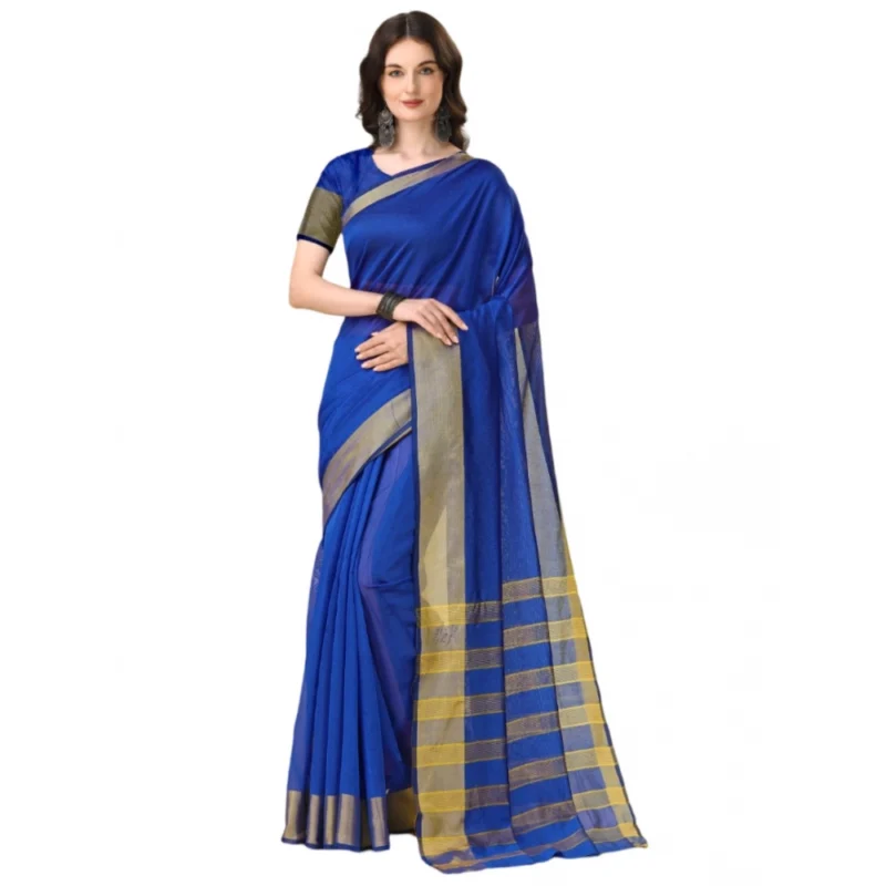 53937817994_5d1c6606b2_o_d-1000x1000-1.webp Generic Women's Cotton Silk Striped Saree With Unstitched Blouse 5.5Mtr (Multicolor)