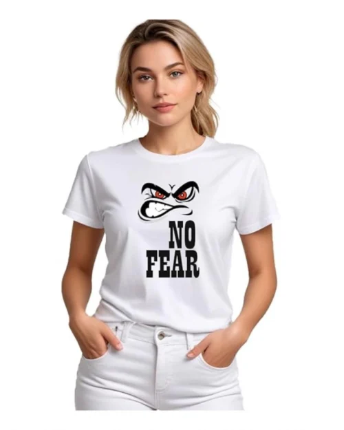 Generic Women's Polyester Solid Printed Round Neck Half Sleeve T-shirt (White)