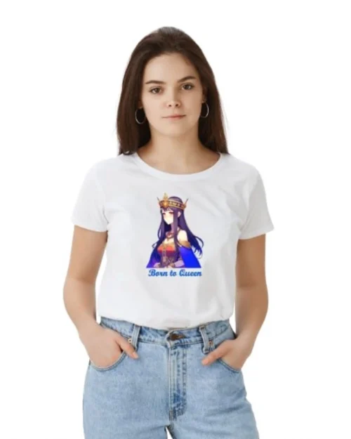 Generic Women's Polyester Solid Printed Round Neck Half Sleeve T-shirt (White)