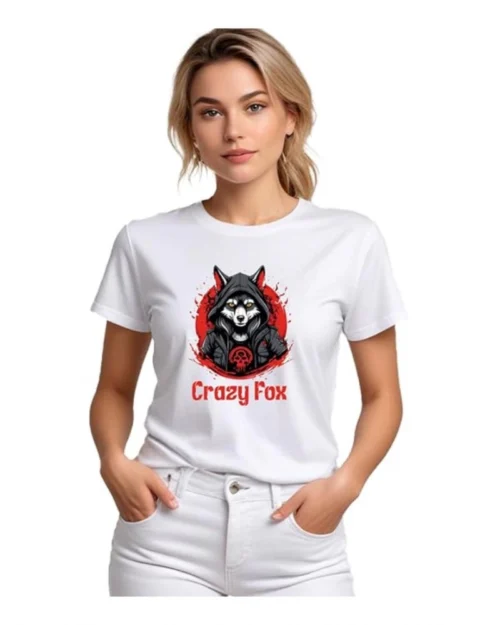 Generic Women's Polyester Solid Printed Round Neck Half Sleeve T-shirt (White)