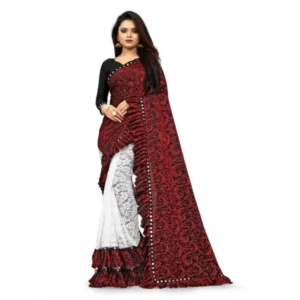 54019153897_4284998c4f_o_d-1000x1000-1.webp Generic Women's Silk With Mirror Lace Solid Saree With Unstitched Blouse (Red, 5-5 Mtrs)