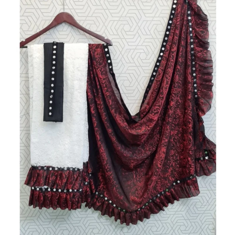 54020387579_85fec75db2_o_d-1000x1000-1.webp Generic Women's Silk With Mirror Lace Solid Saree With Unstitched Blouse (Red, 5-5 Mtrs)