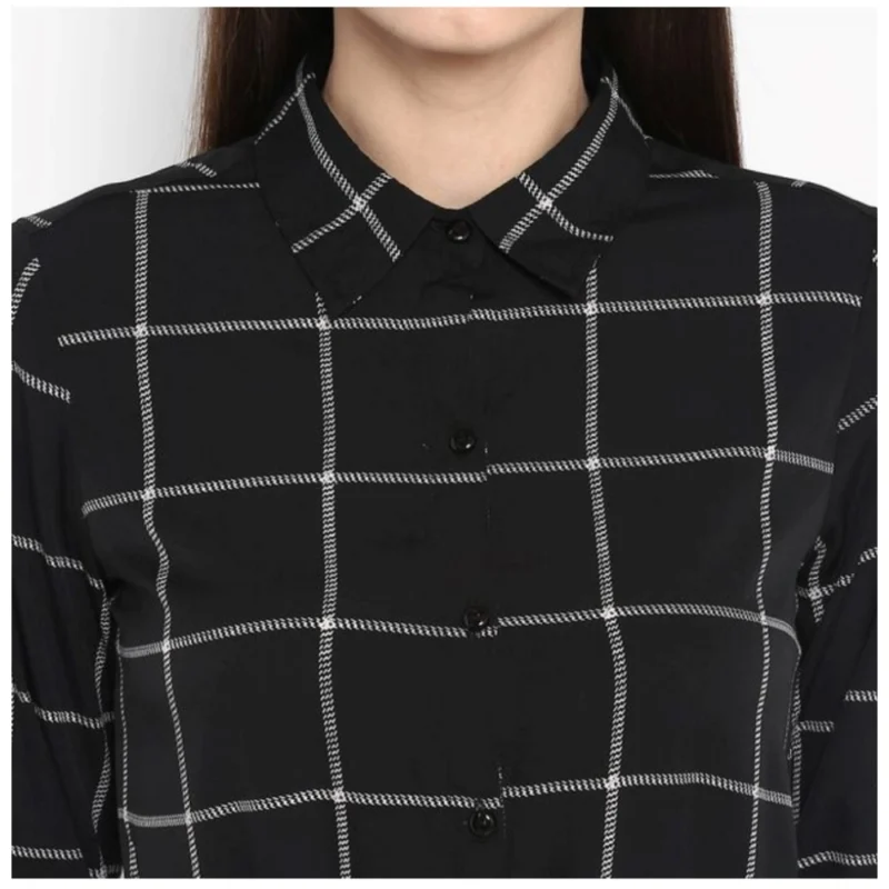 54034023667_bf94f8ff42_o_d-1000x1000-1.webp Generic Women's Polyester Checkered Roll Up Sleeve Above Knee Dress (Black - White)