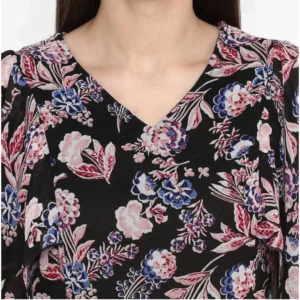 54034024797_ba7250118a_o_d-1000x1000-1.webp Generic Women's Polyester Floral Short Sleeve Knee-Length Dress (Black - Multicolor)