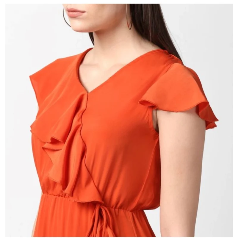 54034033532_83ca83dd00_o_d-1000x1000-1.webp Generic Women's Polyester Ruffled Cap Sleeve Knee-Length Dress (Orange)