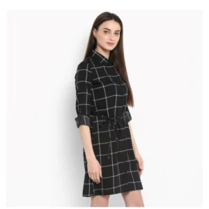 54034887956_39cf901f6e_o_d-1000x1000-1.webp Generic Women's Polyester Checkered Roll Up Sleeve Above Knee Dress (Black - White)