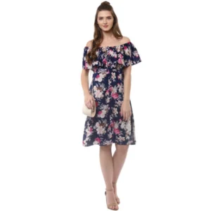 54034888816_587d1be2db_o_d-1000x1000-1.webp Generic Women's Polyester Crepe Floral Half Sleeve Above Knee Dress (Navy Blue)