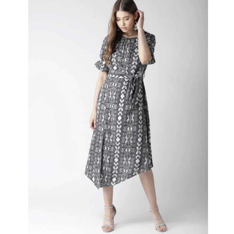 54034892101_960b8f9d47_o_d-1000x1000-1.webp Generic Women's Polyester Animal Print Short Sleeve Knee-Length Dress (Black - White)