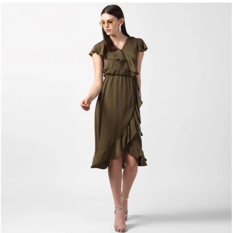 54034897376_844974d1e1_o_d-1000x1000-1.webp Generic Women's Polyester Ruffled Cap Sleeve Knee-Length Dress (Olive)