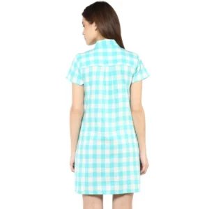 54035140433_7ae7021416_o_d-1000x1000-1.webp Generic Women's Rayon Checkered Short Sleeve Above Knee Dress (SkuBlue - White)