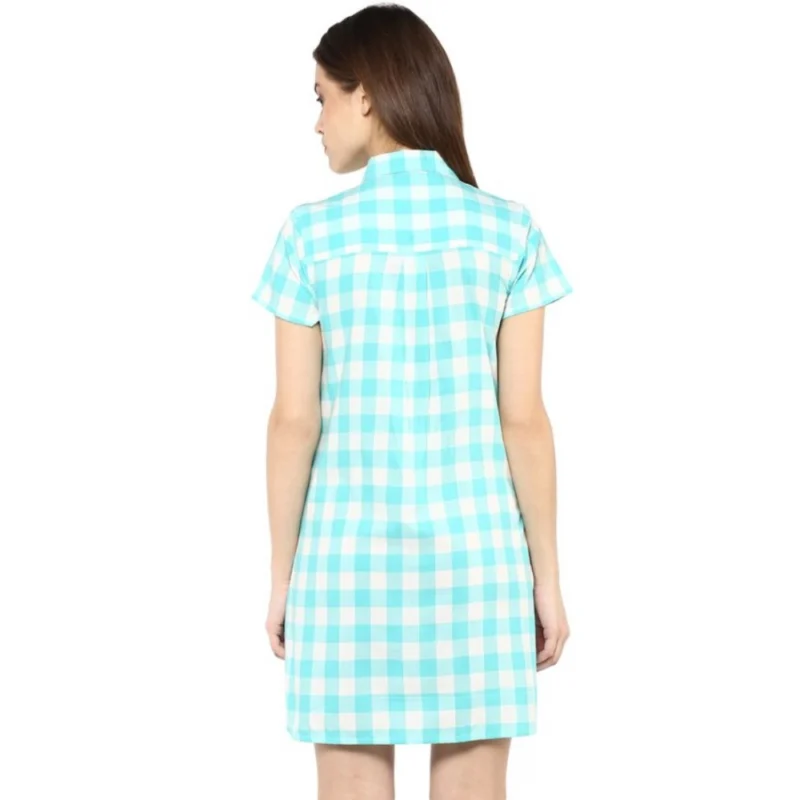 54035140433_7ae7021416_o_d-1000x1000-1.webp Generic Women's Rayon Checkered Short Sleeve Above Knee Dress (SkuBlue - White)