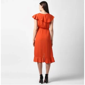 54035148223_3180a3f971_o_d-1000x1000-1.webp Generic Women's Polyester Ruffled Cap Sleeve Knee-Length Dress (Orange)