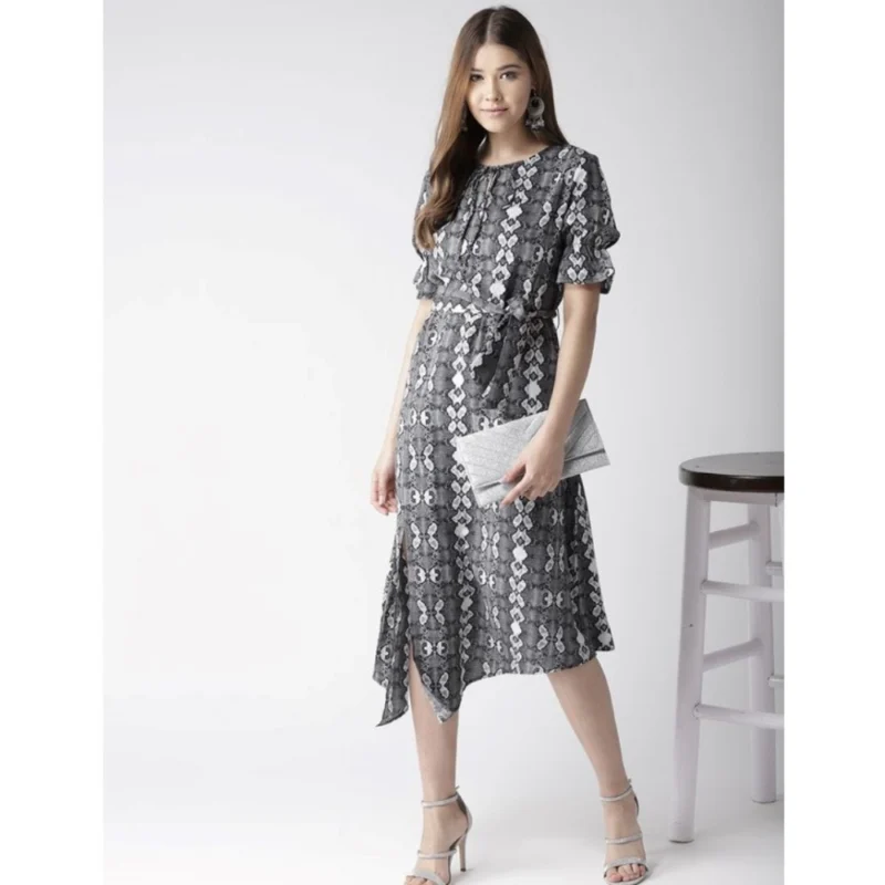 54035224609_acd21fd890_o_d-1000x1000-1.webp Generic Women's Polyester Animal Print Short Sleeve Knee-Length Dress (Black - White)