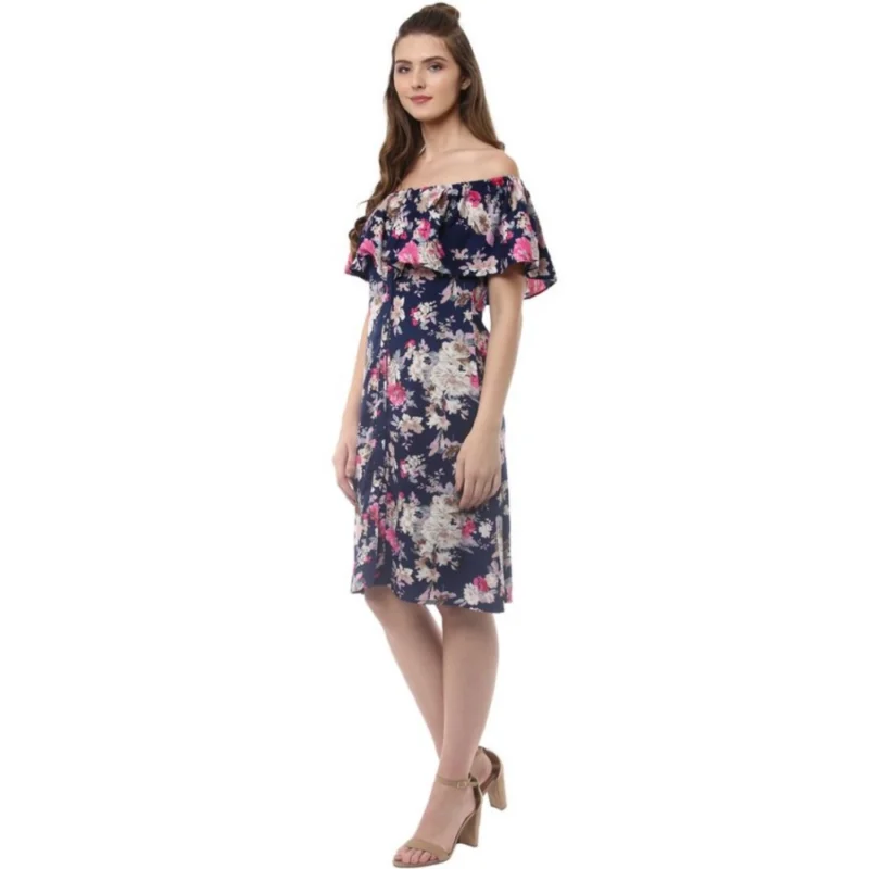 54035343935_939498544f_o_d-1000x1000-1.webp Generic Women's Polyester Crepe Floral Half Sleeve Above Knee Dress (Navy Blue)